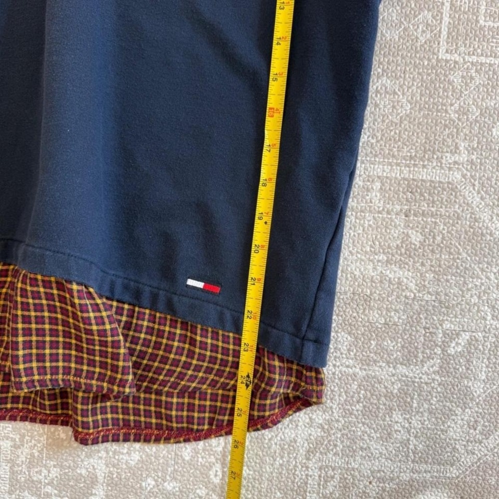 Tommy Hilfiger Denim Navy Plaid Hoodie Sweatshirt Women's XL Made in Indonesia - Picture 6 of 6